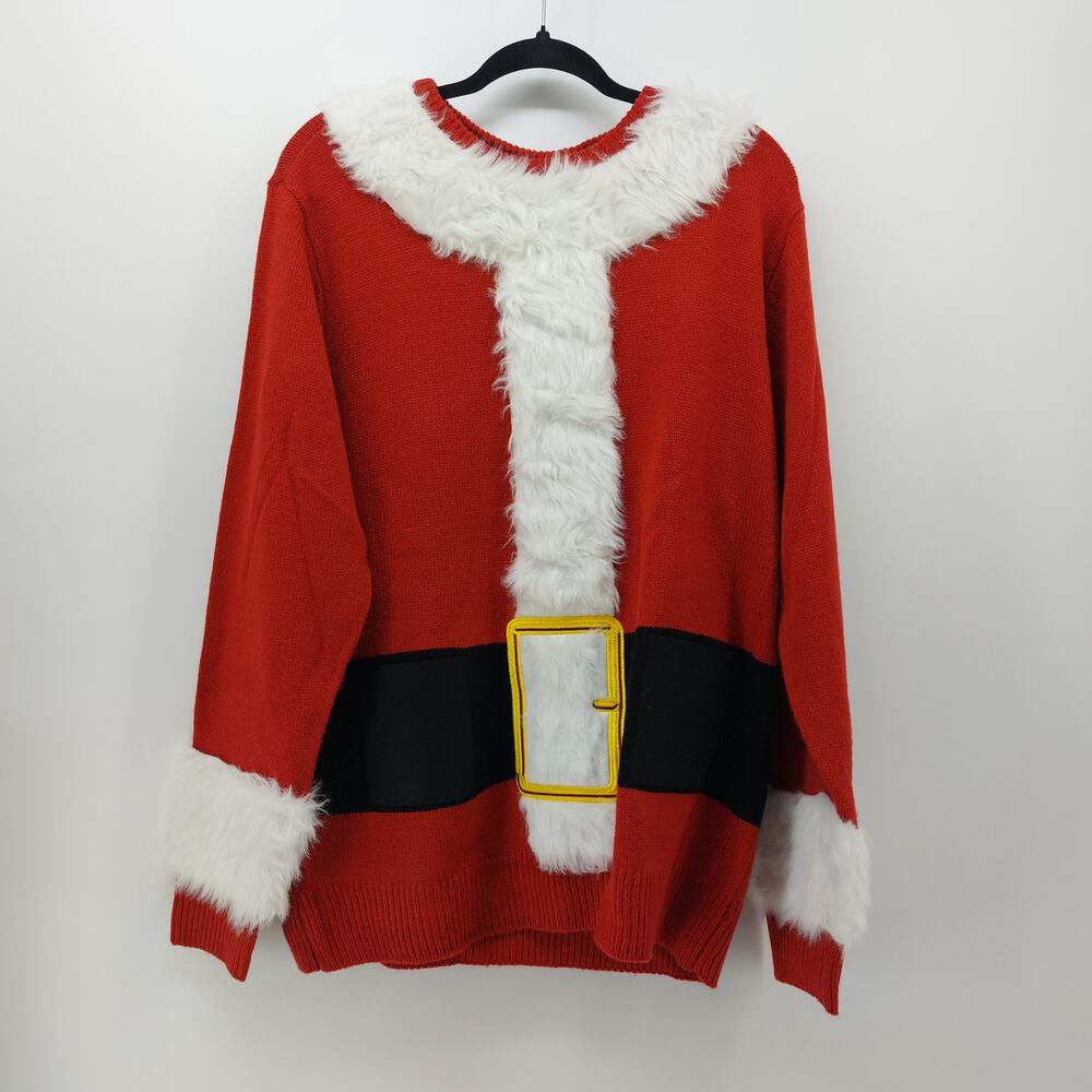 Unisex Santa Christmas Ugly Sweater 6 Pack Beer Drink L